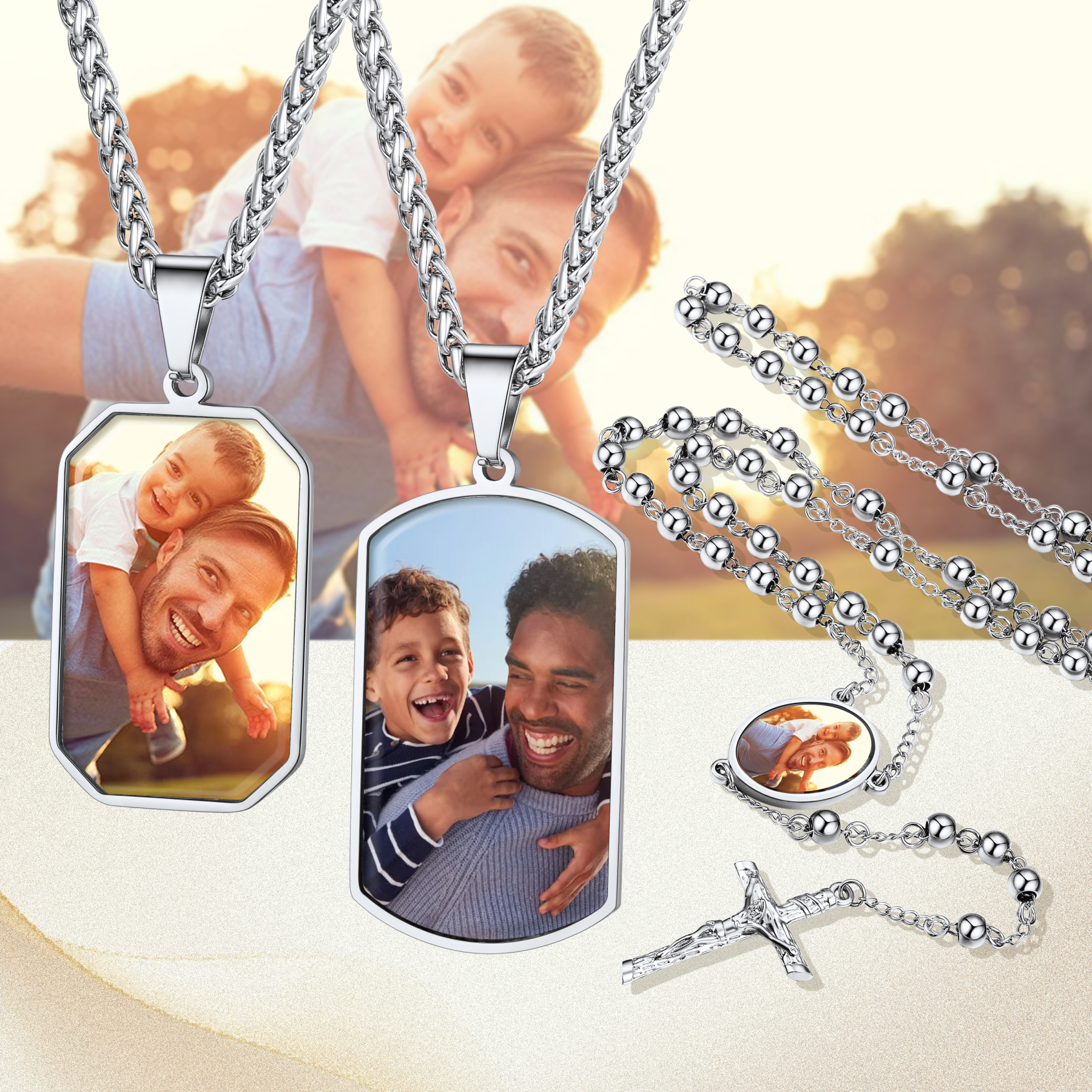 Customized Photo Engraved Dog Tag Necklace