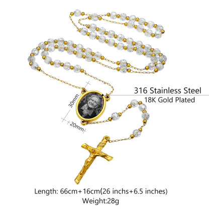 Personalized Picture Custom Rosary Beads Catholic Crucifix Cross Y Necklace