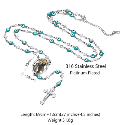 Personalized Photo Rosary Beads Catholic Cross Necklace for Women Men detail
