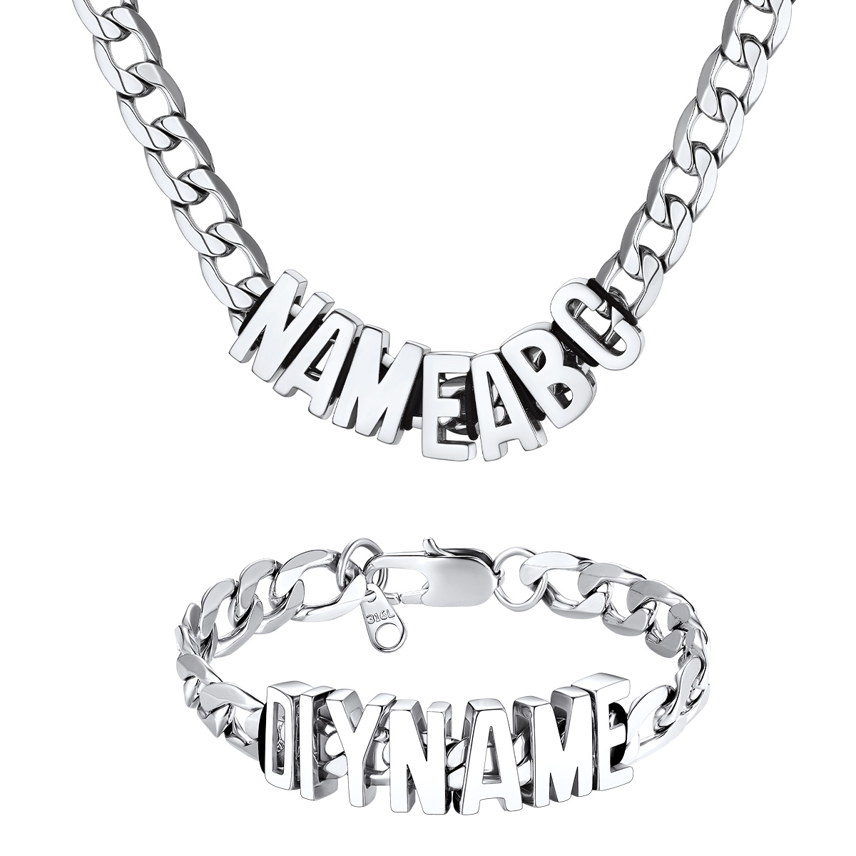 Personalized Name Cuban Bracelet & Necklace Set
