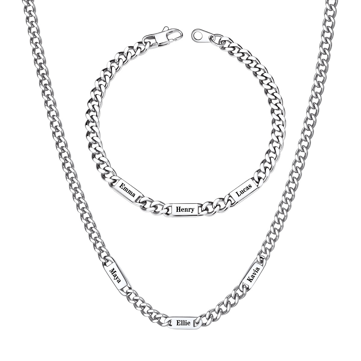Personalized Cuban Link Chain Jewelry Set