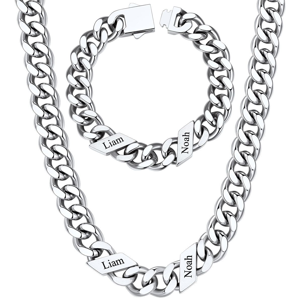 Custom Name Cuban Chain Jewelry Set 7/9/12MM