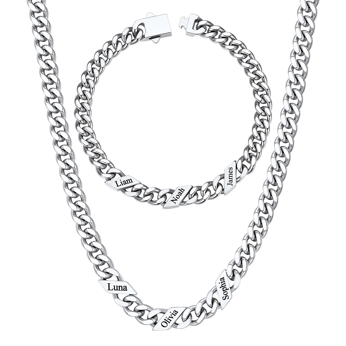 Custom Name Cuban Chain Jewelry Set 7/9/12MM