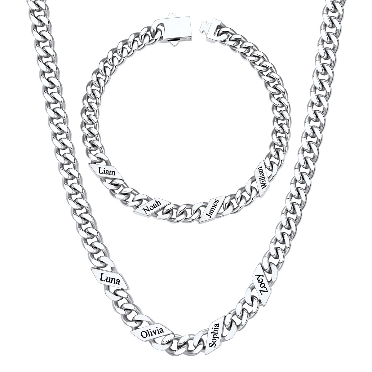 Custom Name Cuban Chain Jewelry Set 7MM 4 names