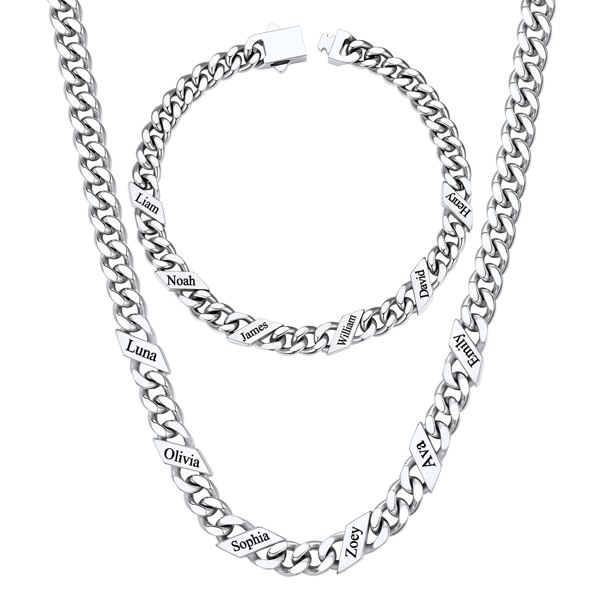 Custom Name Cuban Chain Jewelry Set 7MM 6  names
