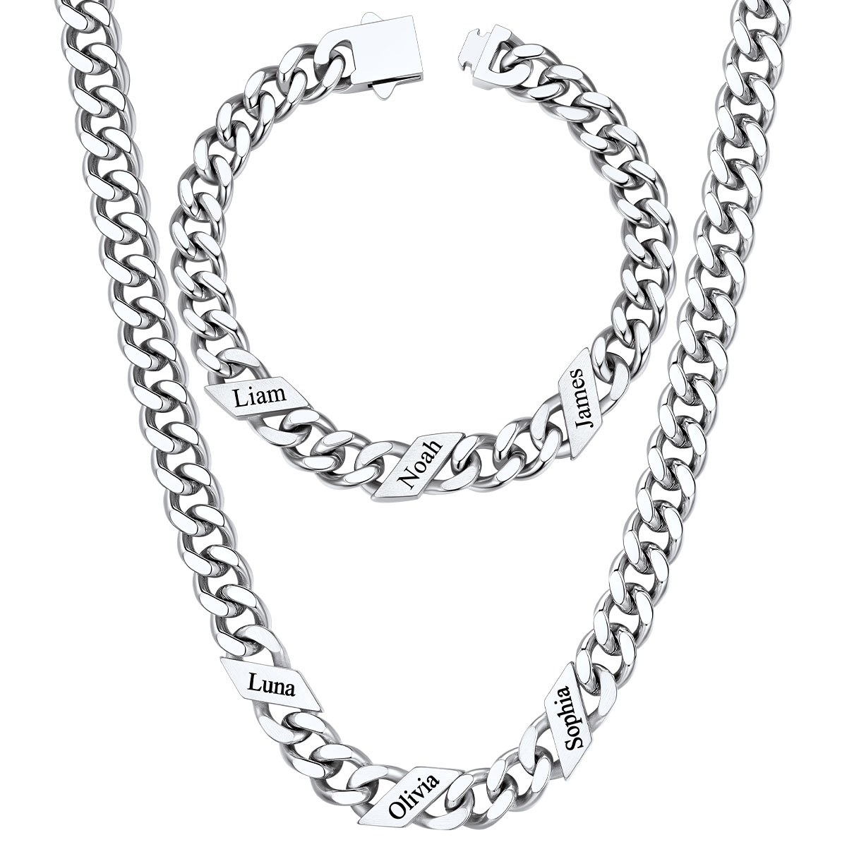 Custom Name Cuban Chain Jewelry Set 7/9/12MM