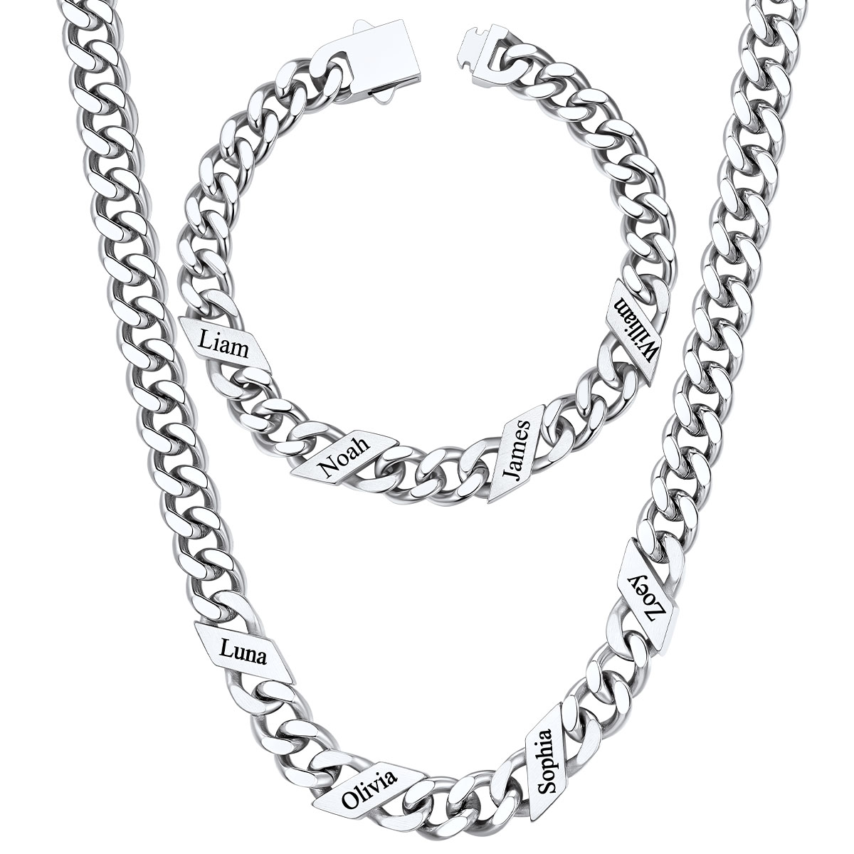 Custom Name Cuban Chain Jewelry Set 7/9/12MM