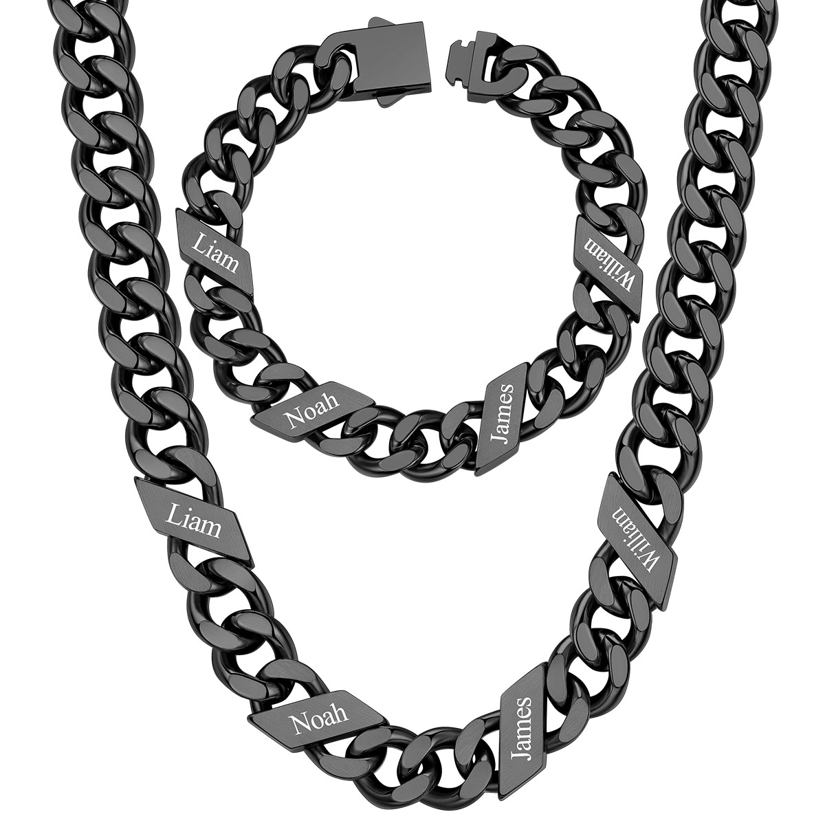 Custom Name Cuban Chain Jewelry Set 7/9/12MM