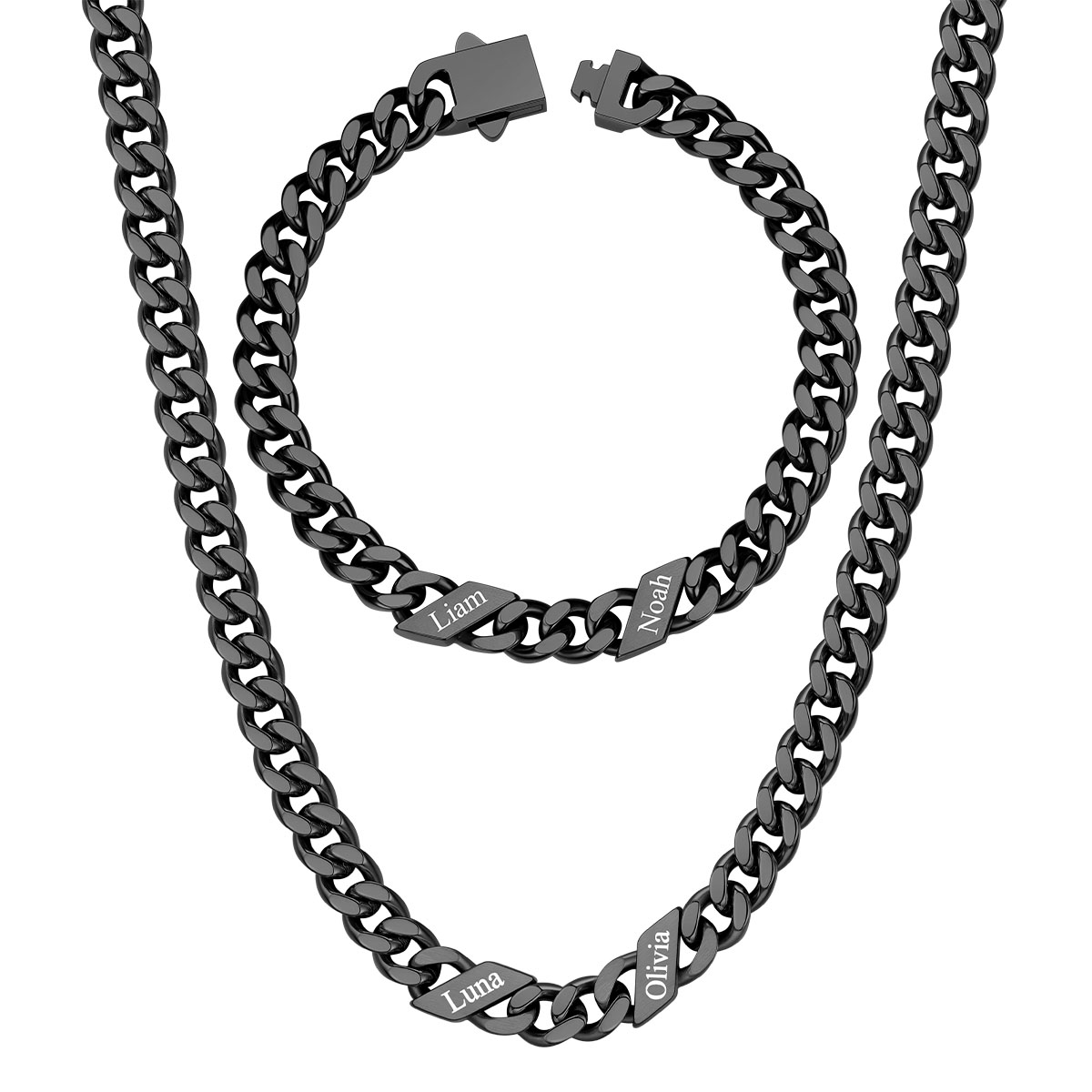 Custom Name Cuban Chain Jewelry Set 7/9/12MM