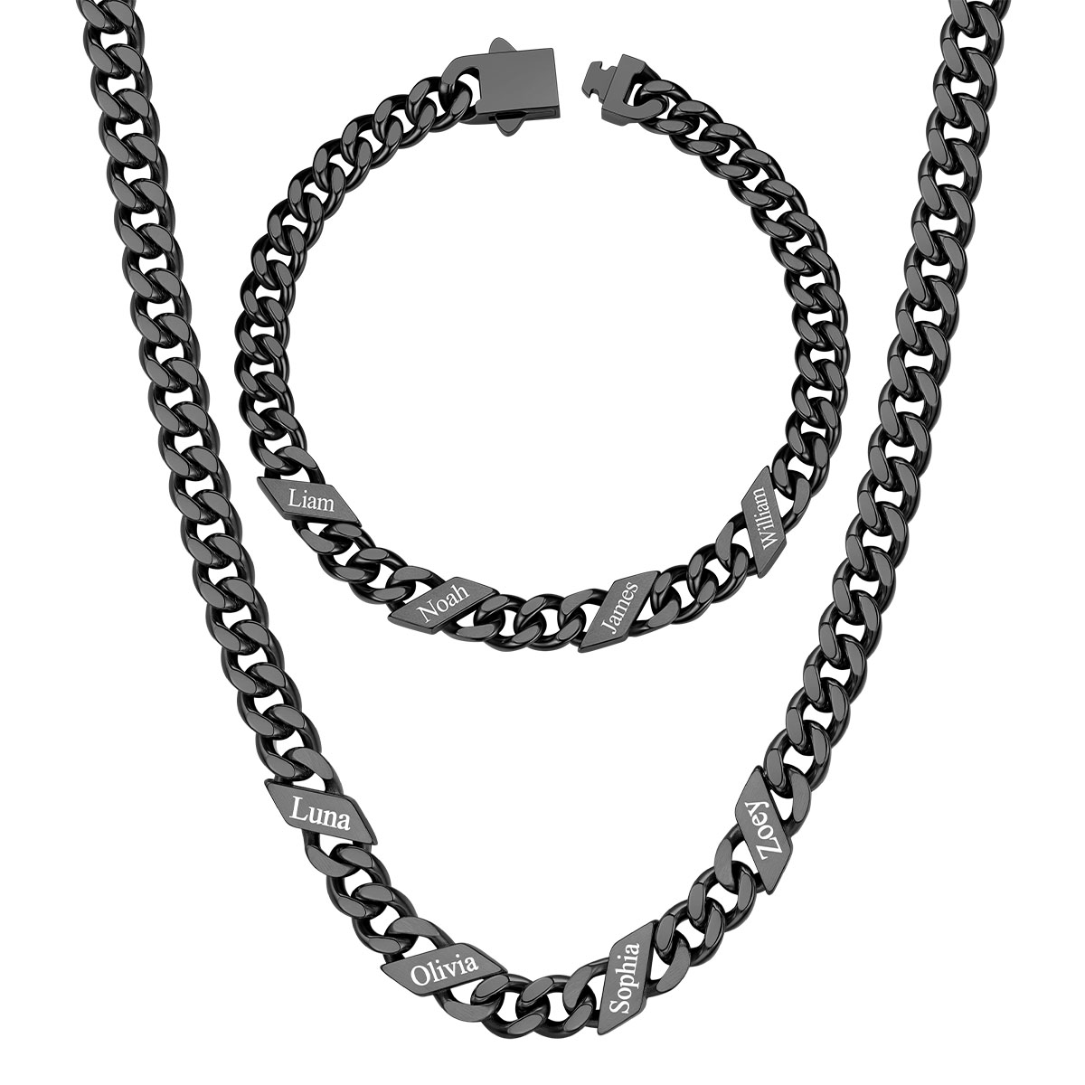 Custom Name Cuban Chain Jewelry Set 7/9/12MM