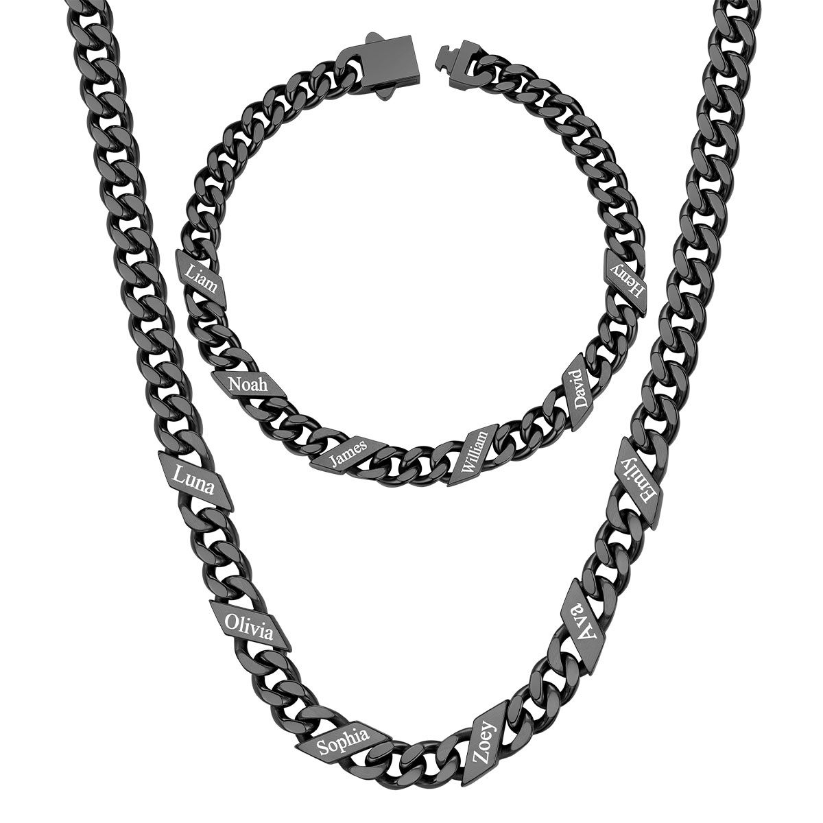 Custom Name Cuban Chain Jewelry Set 7/9/12MM
