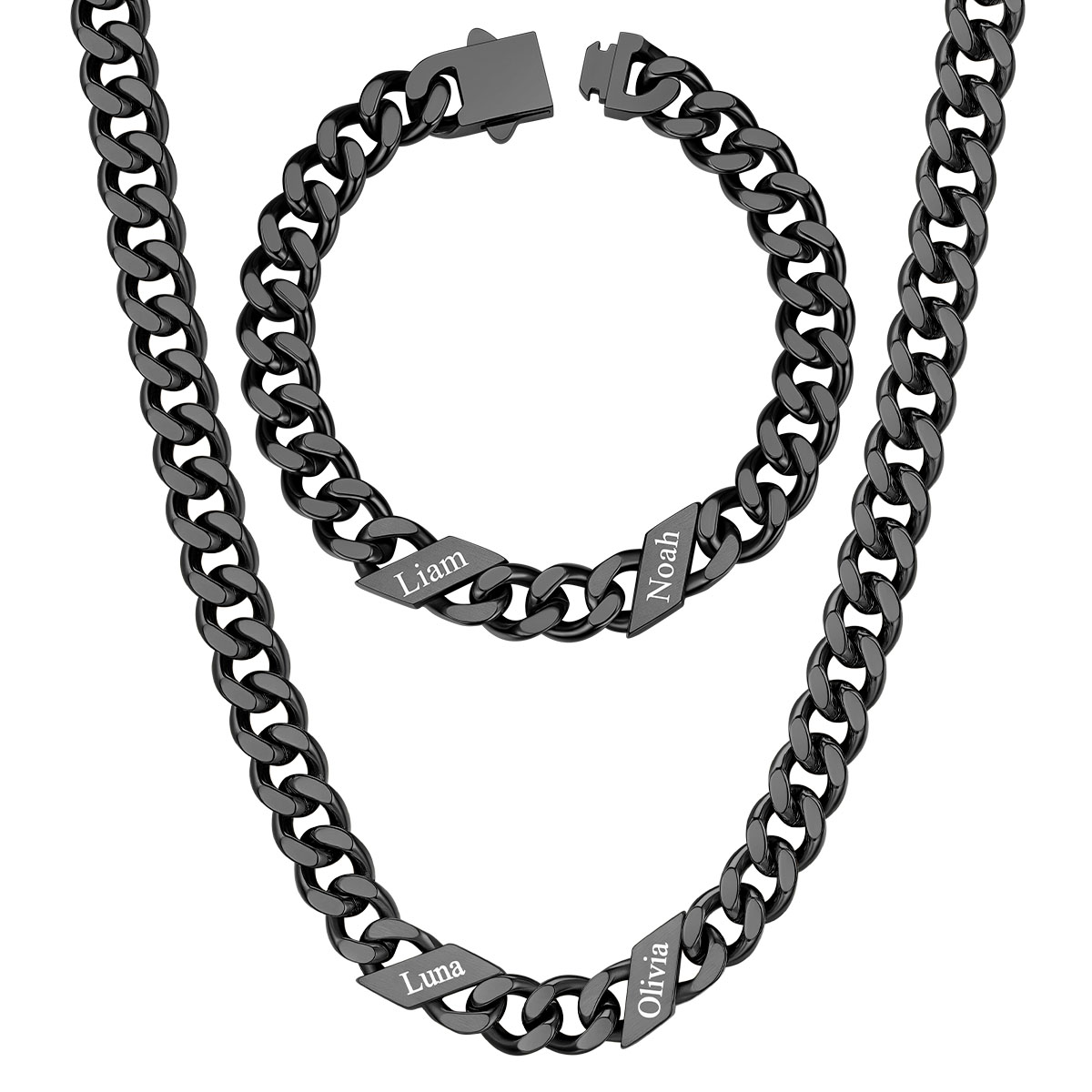 Custom Name Cuban Chain Jewelry Set 7/9/12MM