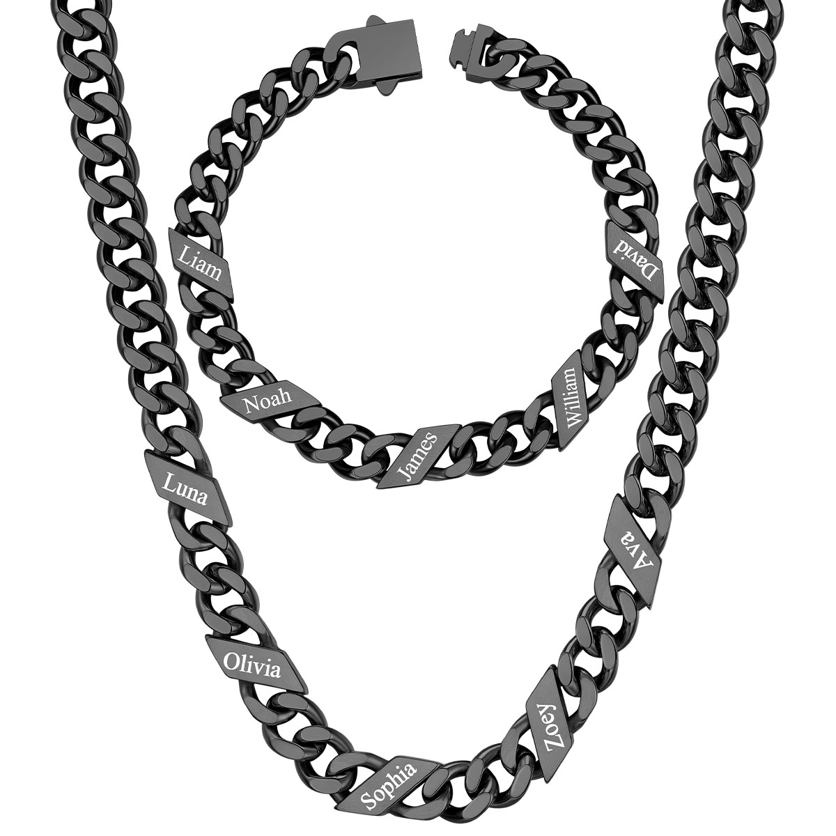 Custom Name Cuban Chain Jewelry Set 7/9/12MM