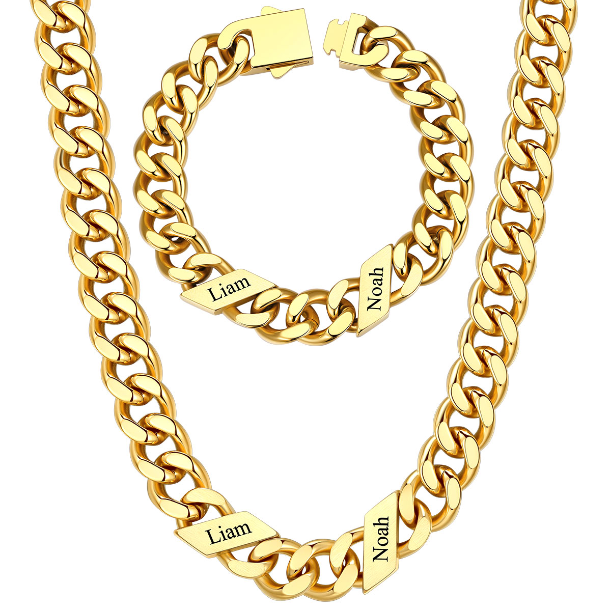 Custom Name Cuban Chain Jewelry Set 7/9/12MM