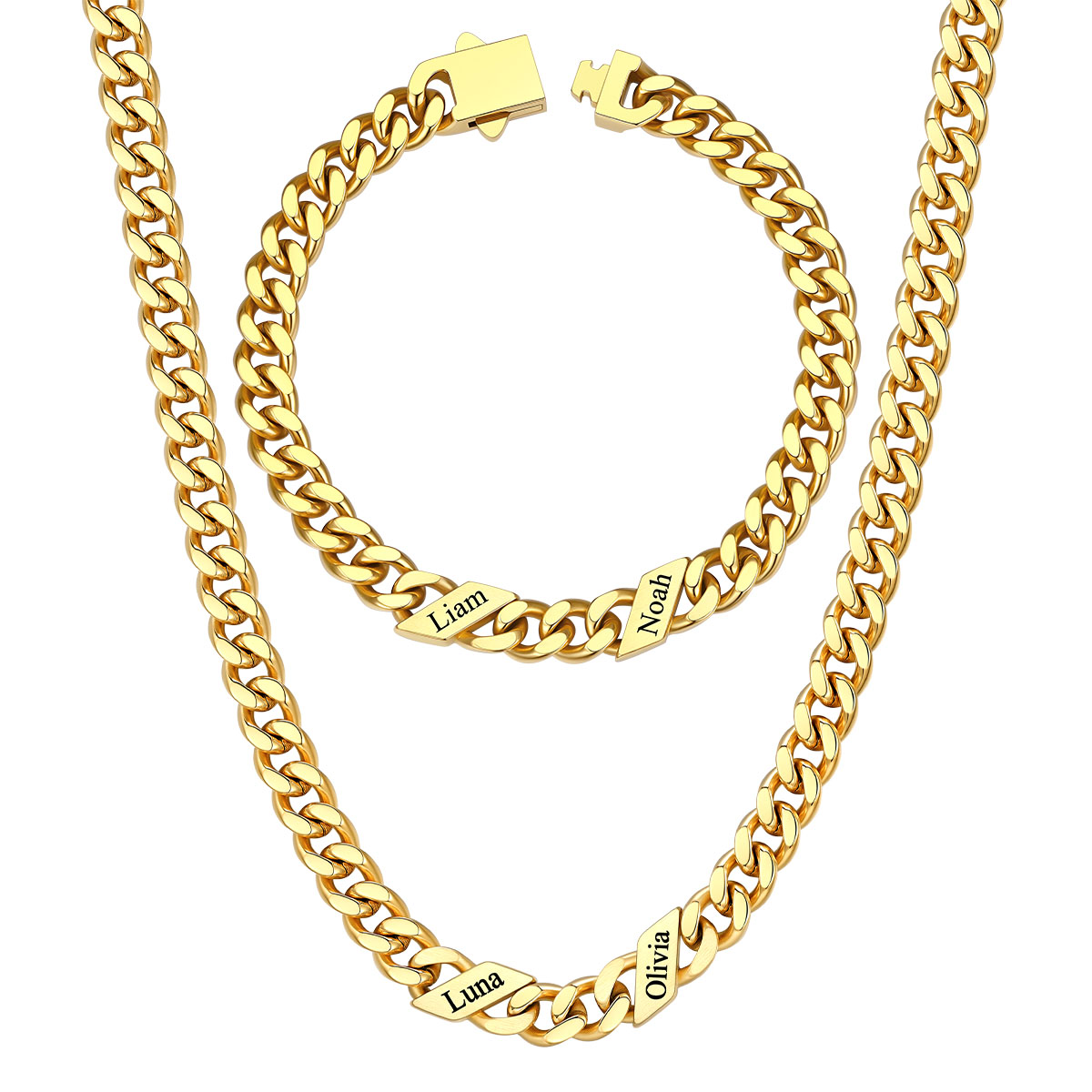 Custom Name Cuban Chain Jewelry Set 7/9/12MM