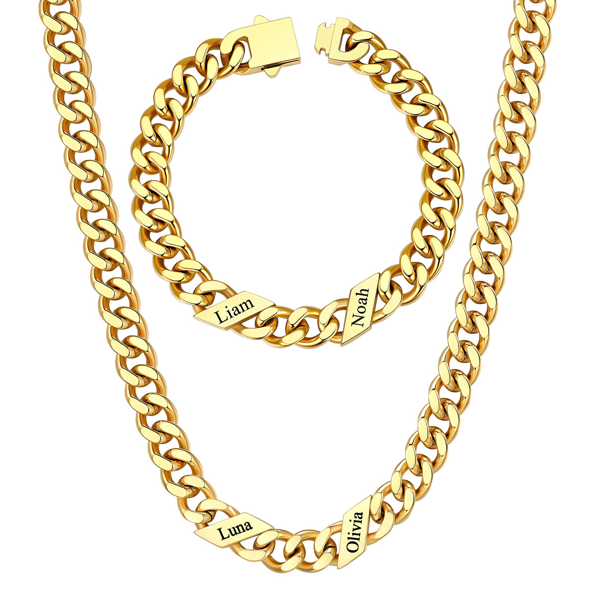 Custom Name Cuban Chain Jewelry Set 7/9/12MM