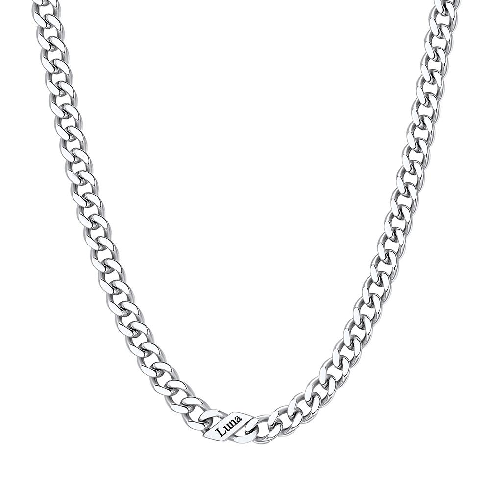 Custom Names Cuban Chain Necklace 5MM Silver