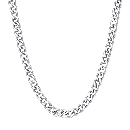 Custom Names Cuban Chain Necklace 5MM Silver