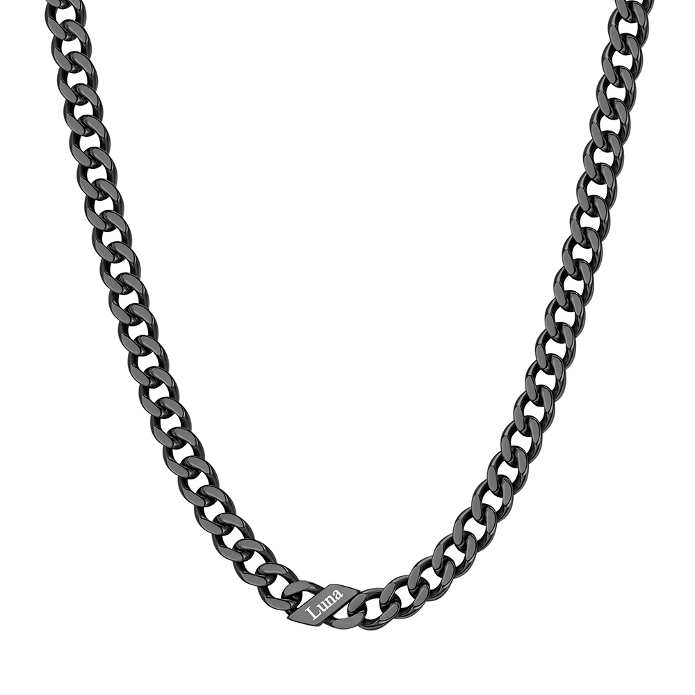 Custom Names Cuban Chain Necklace 5MM Black