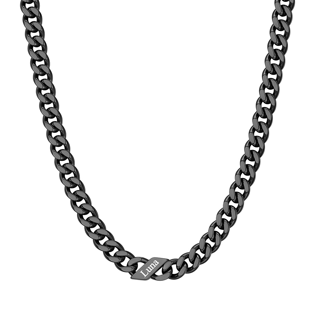 Custom Names Cuban Chain Necklace  7MM Black