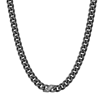 Custom Names Cuban Chain Necklace  7MM Black
