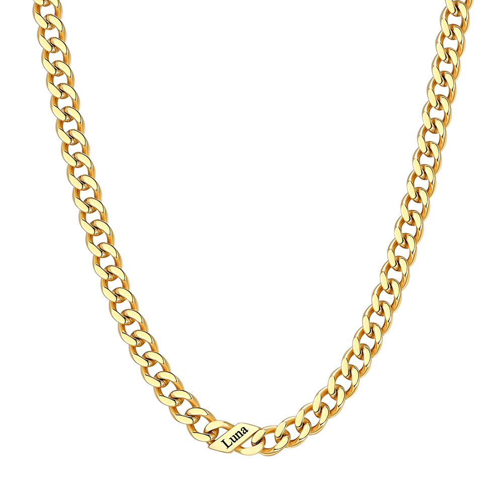Custom Names Cuban Chain Necklace 5MM Gold