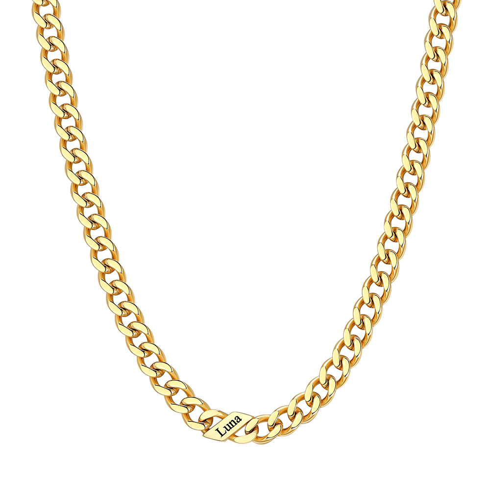 Custom Names Cuban Chain Necklace 5MM Gold