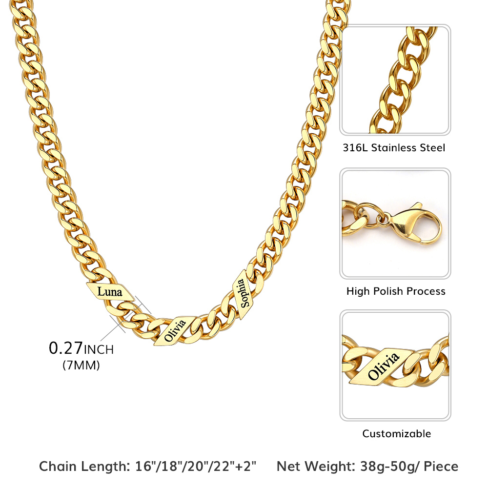 Custom Names Cuban Chain Necklace 5/7/9MM