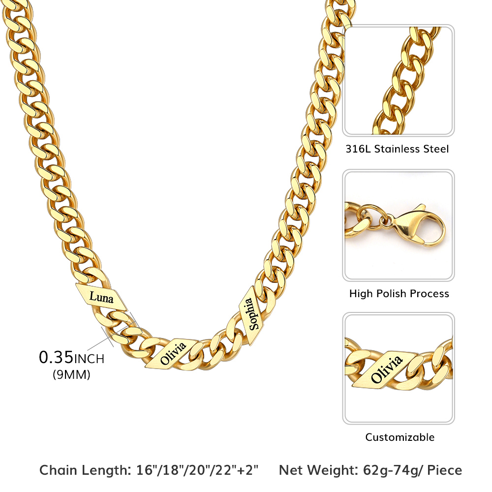 Custom Names Cuban Chain Necklace 5/7/9MM