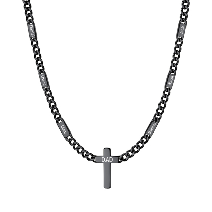 Custom 6 Names Cuban Chain Cross Necklace 5MM