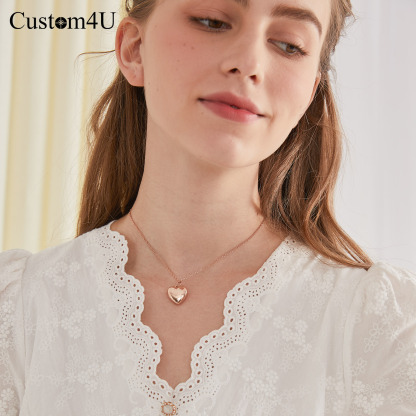 Personalized Heart Locket Necklace with Pictures For Women