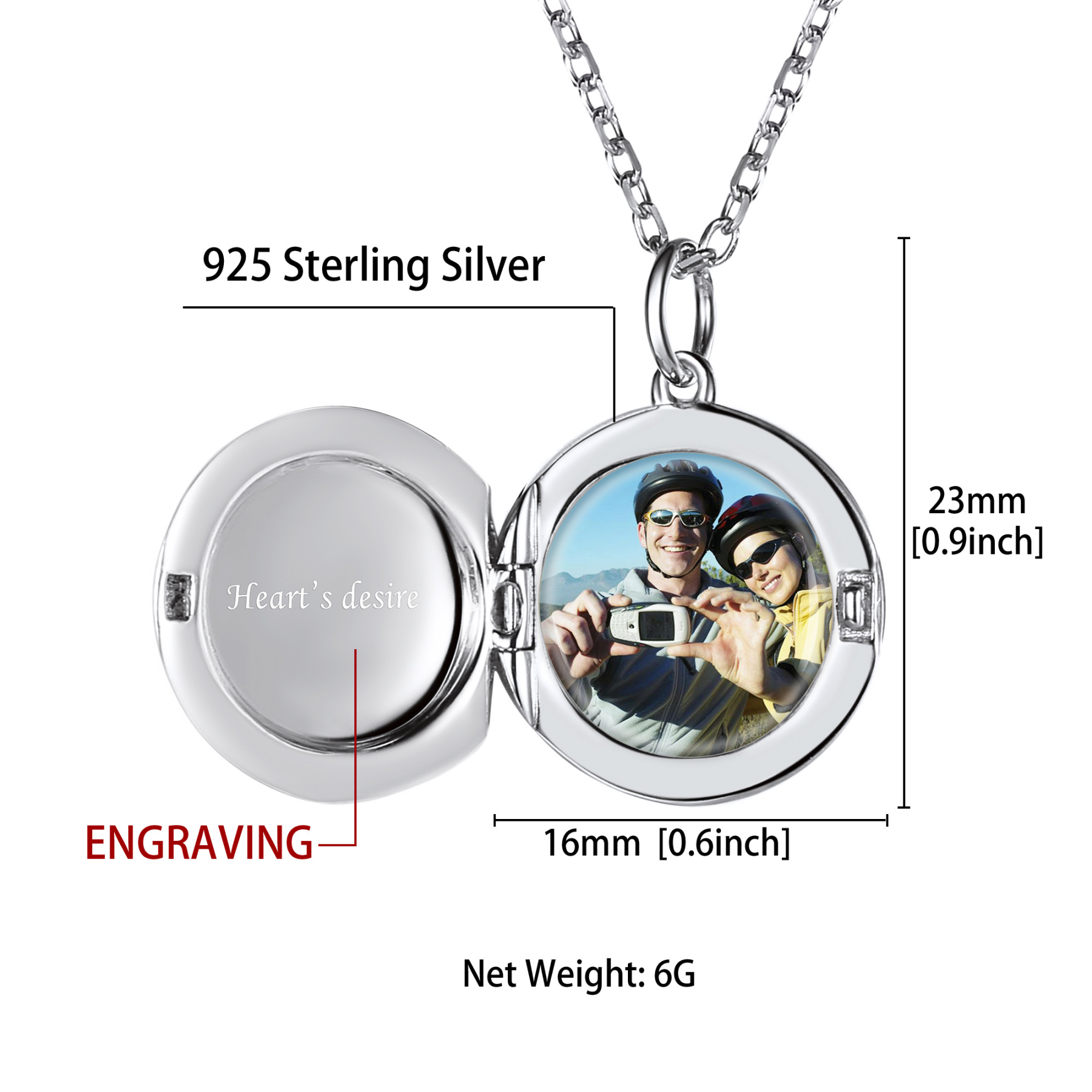 Personalized Photo Round Locket Necklace for Women detail