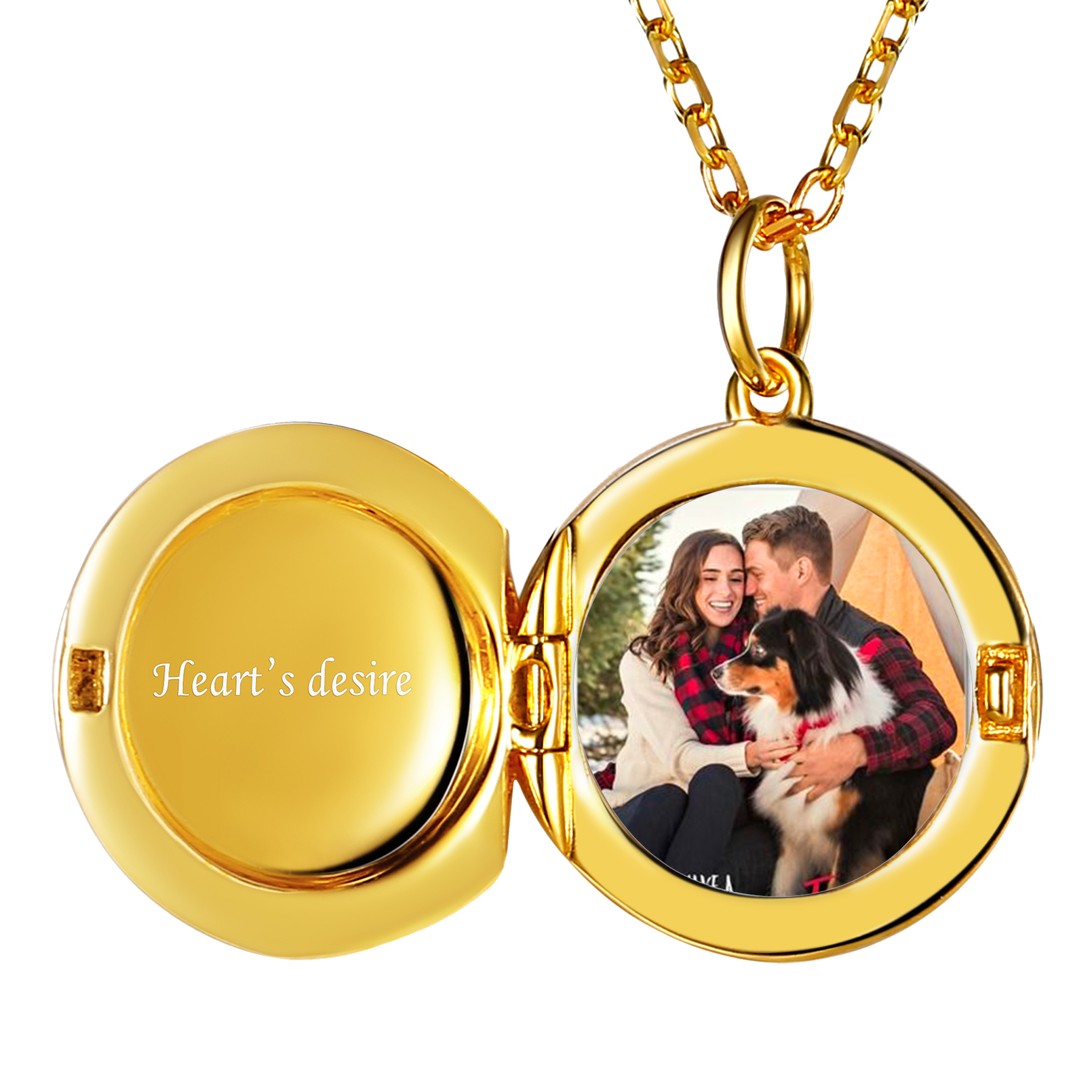 Personalized Photo Round Silver Locket Necklace for Women gold