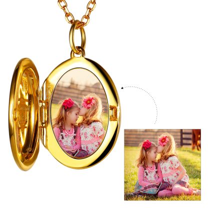 Custom Photo Oval Locket Pendant Necklace Memory Jewelry gold