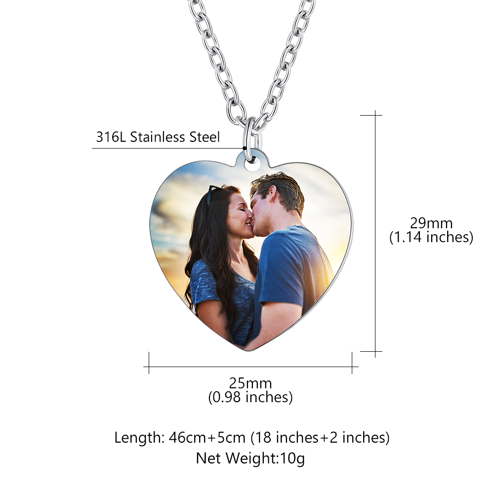 Engraved Picture Heart Necklace for Women 