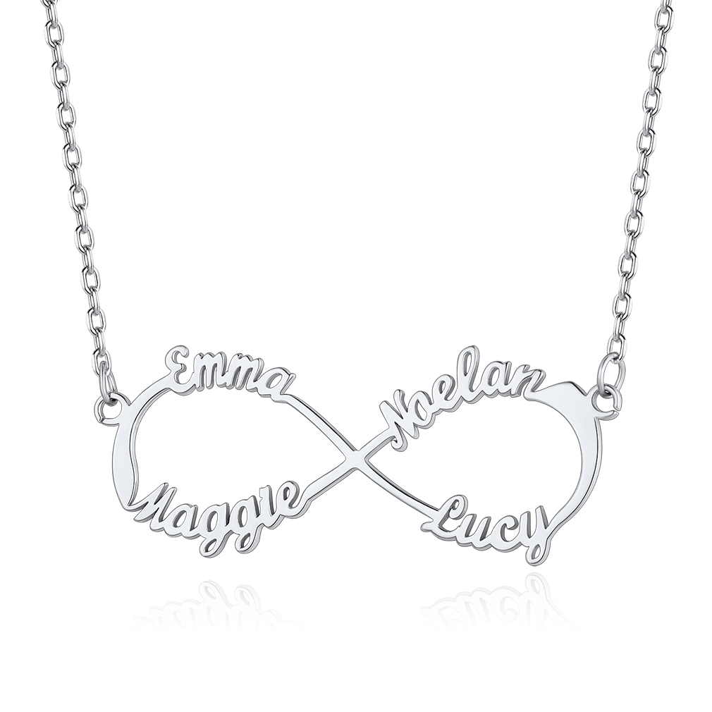 Custom Name Infinity Pendant Necklace for Women silver