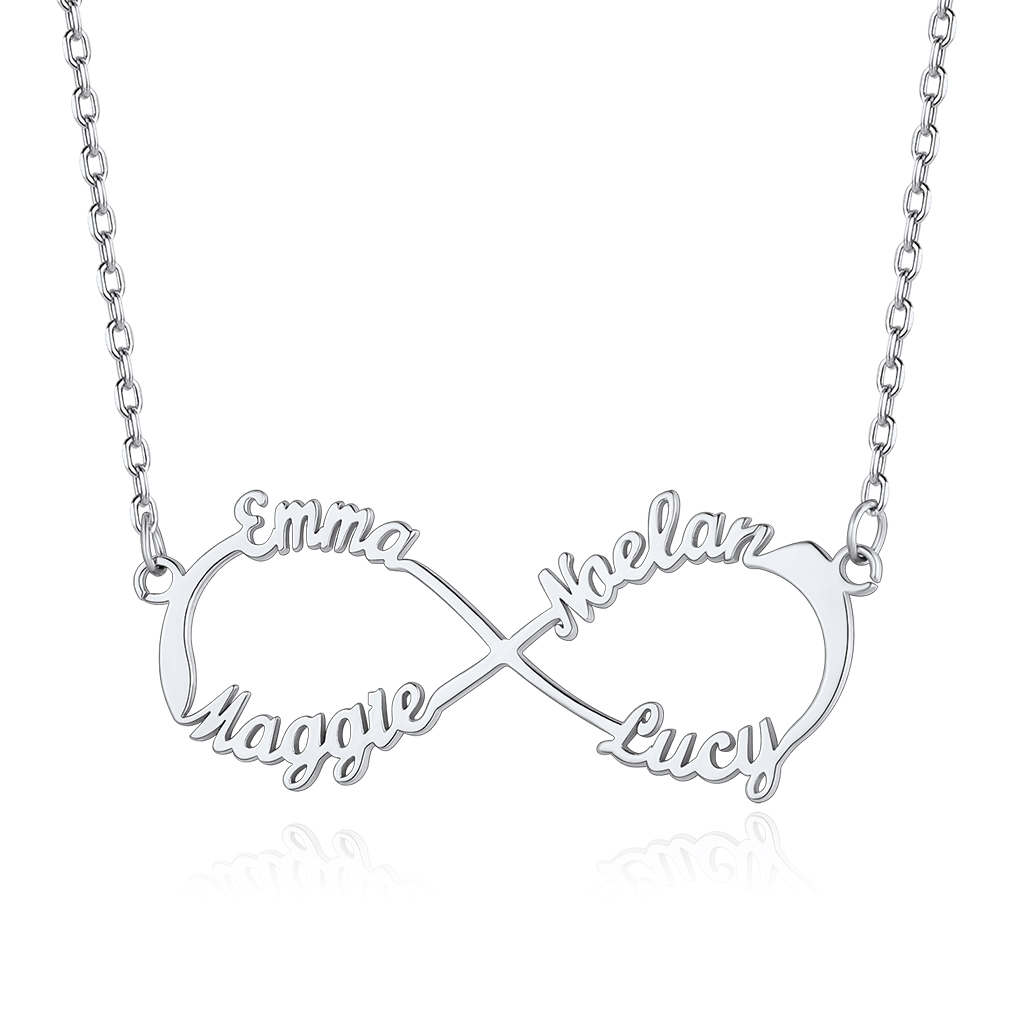 Custom Name Infinity Pendant Necklace for Women silver