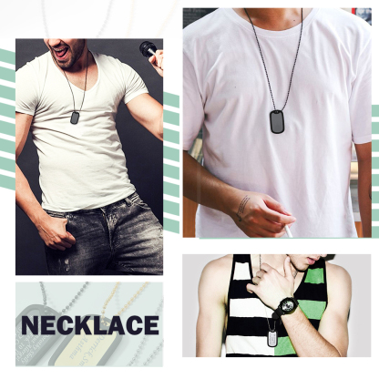 Custom Stainless Steel Tag Necklace with Bead Chain for Men Scene
