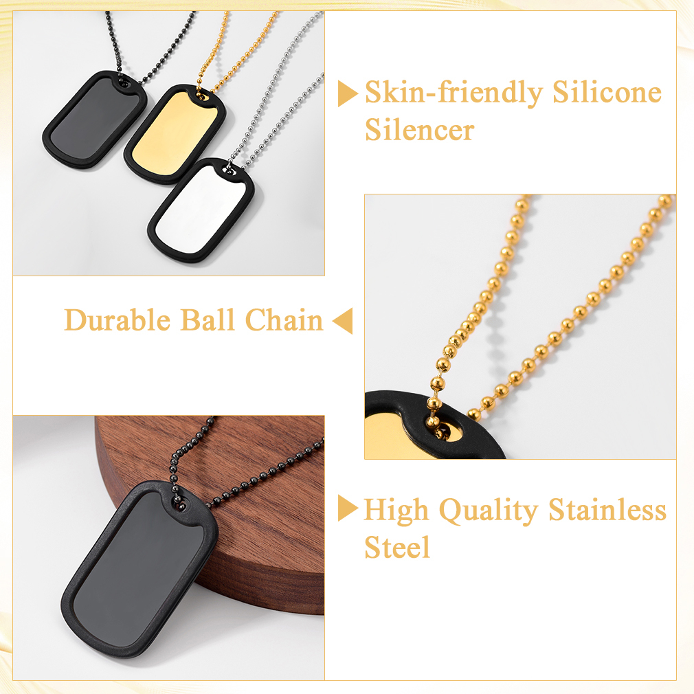 Customized Stainless Steel Tag Necklace with Bead Chain