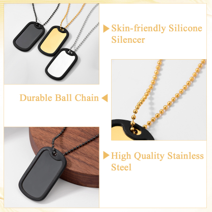 Customized Stainless Steel Tag Necklace with Bead Chain