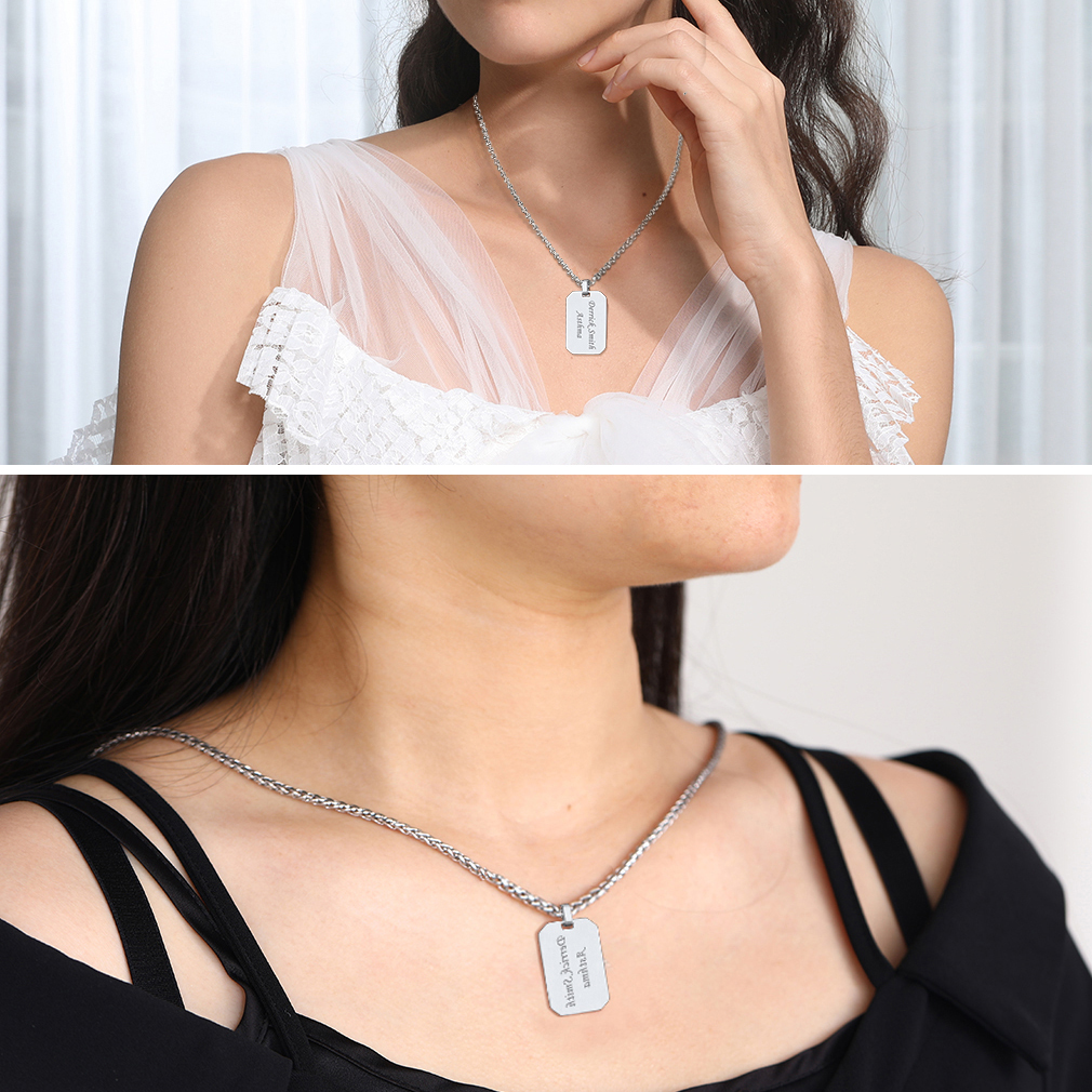 Customized Engraving Octagonal Dog Tag Necklace 