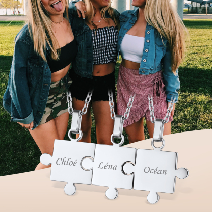 Personalized Engraved Matching Puzzle Friendship BFF Necklace  for friends