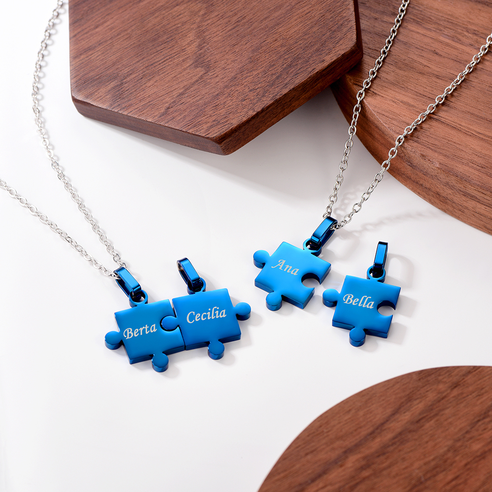Custom Engraved Matching Puzzle BFF Necklace for Friends occasion