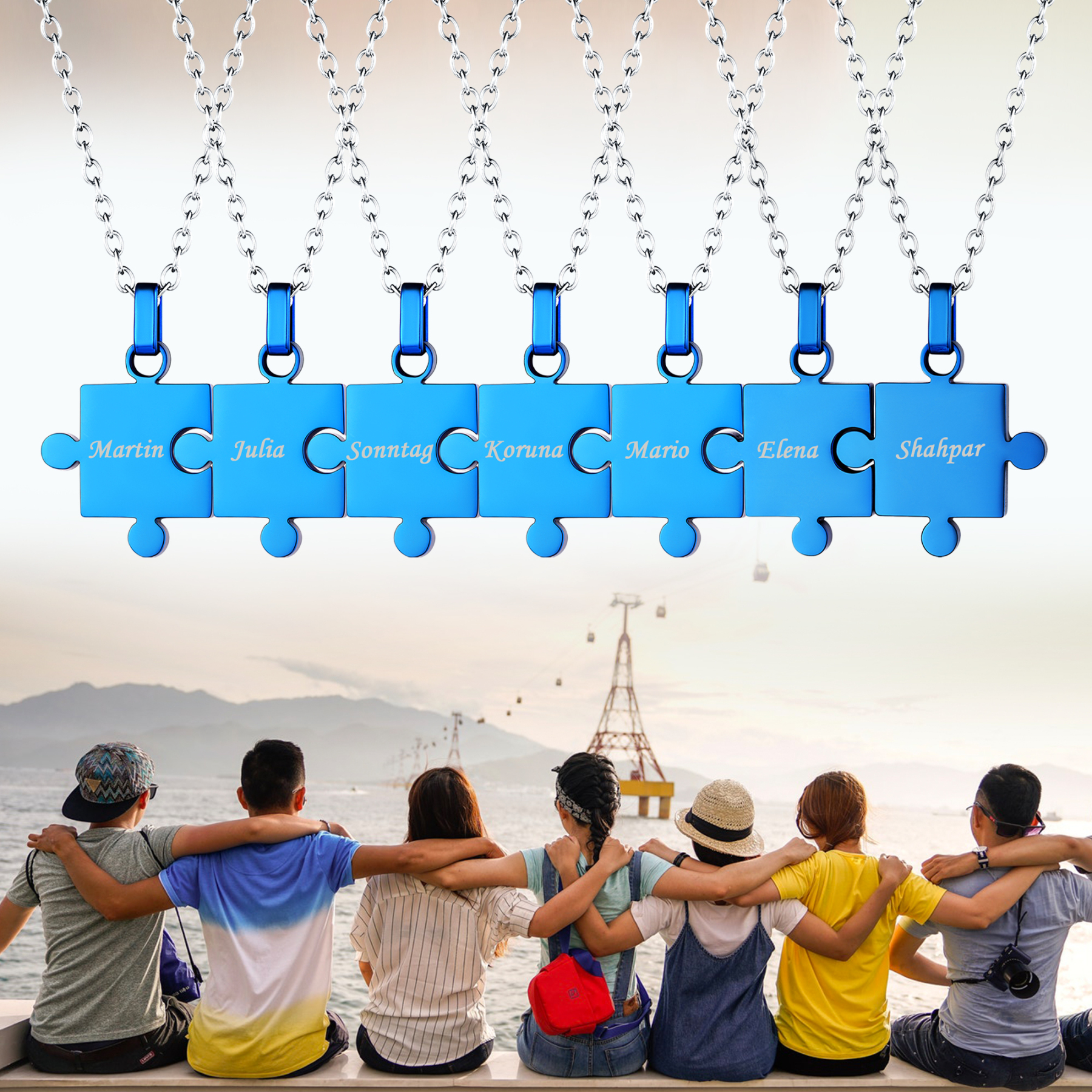 Personalized Engraved Puzzle Friendship BFF Necklace for Women 