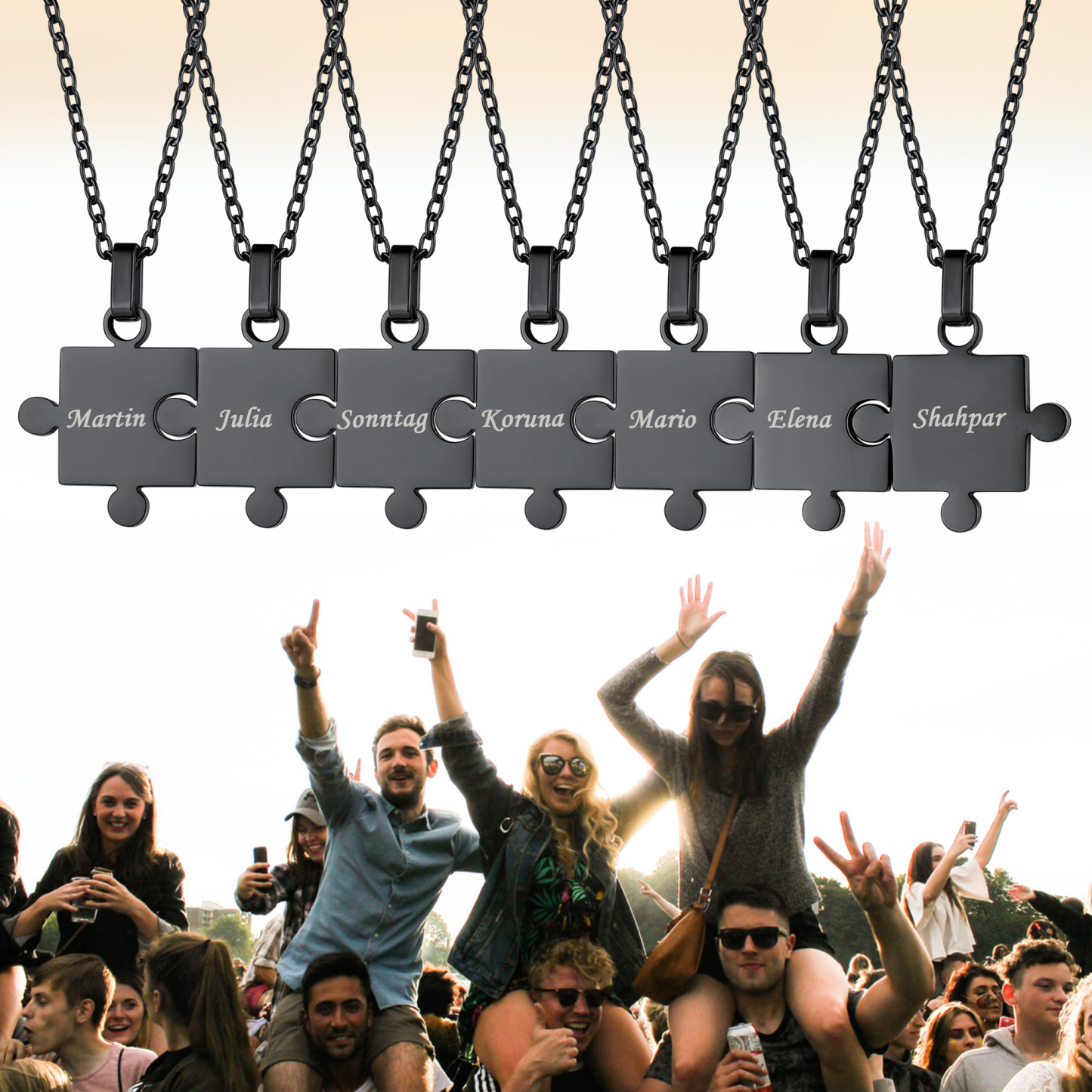 Personalized Engraved Puzzle Friendship BFF Necklace