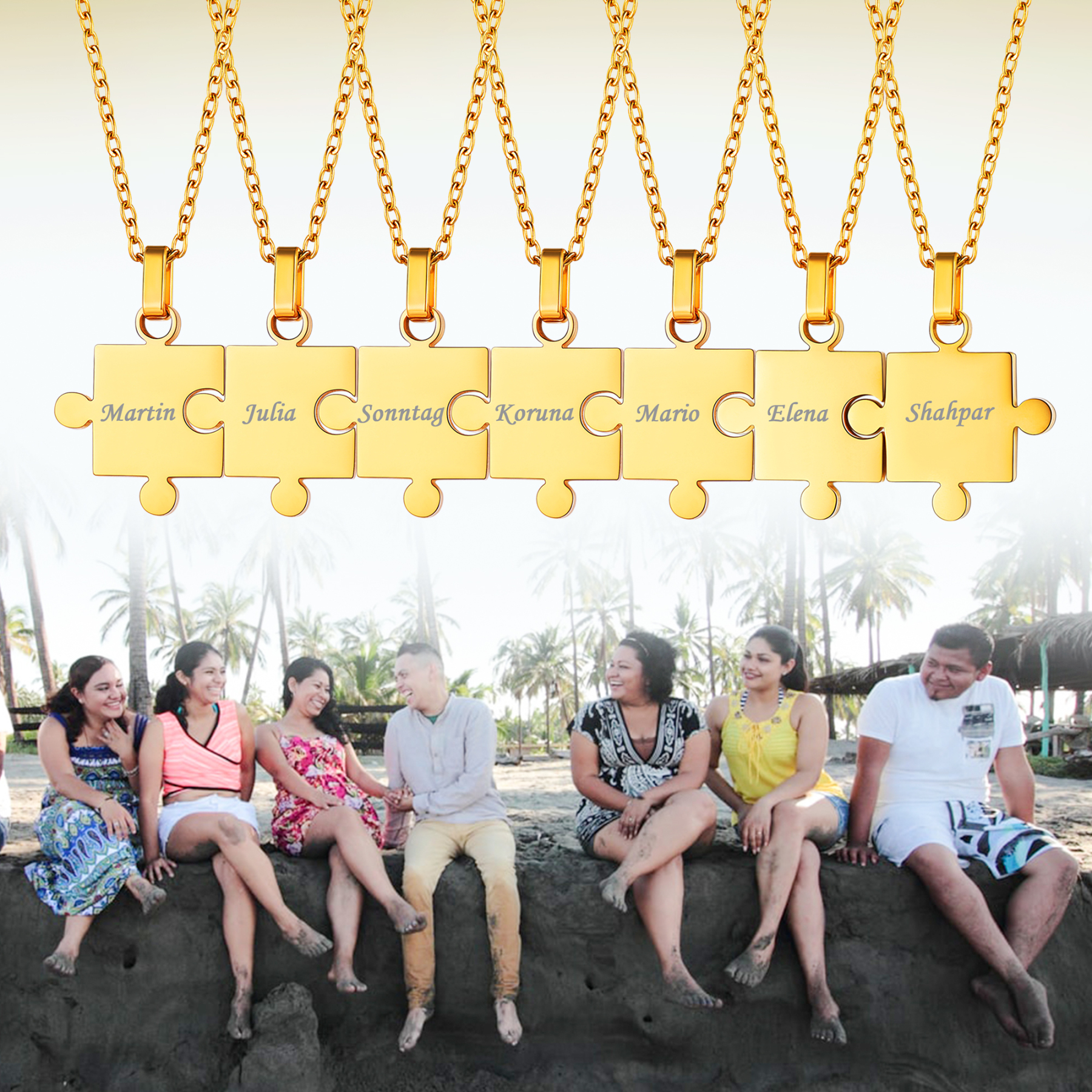 Personalized Engraved Puzzle Friendship Necklace for Women Men