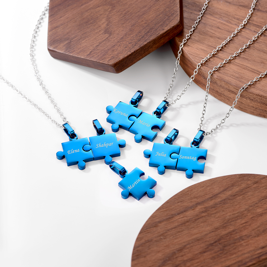 Personalized Engraved Puzzle Friendship BFF Necklace for Women Men occasion