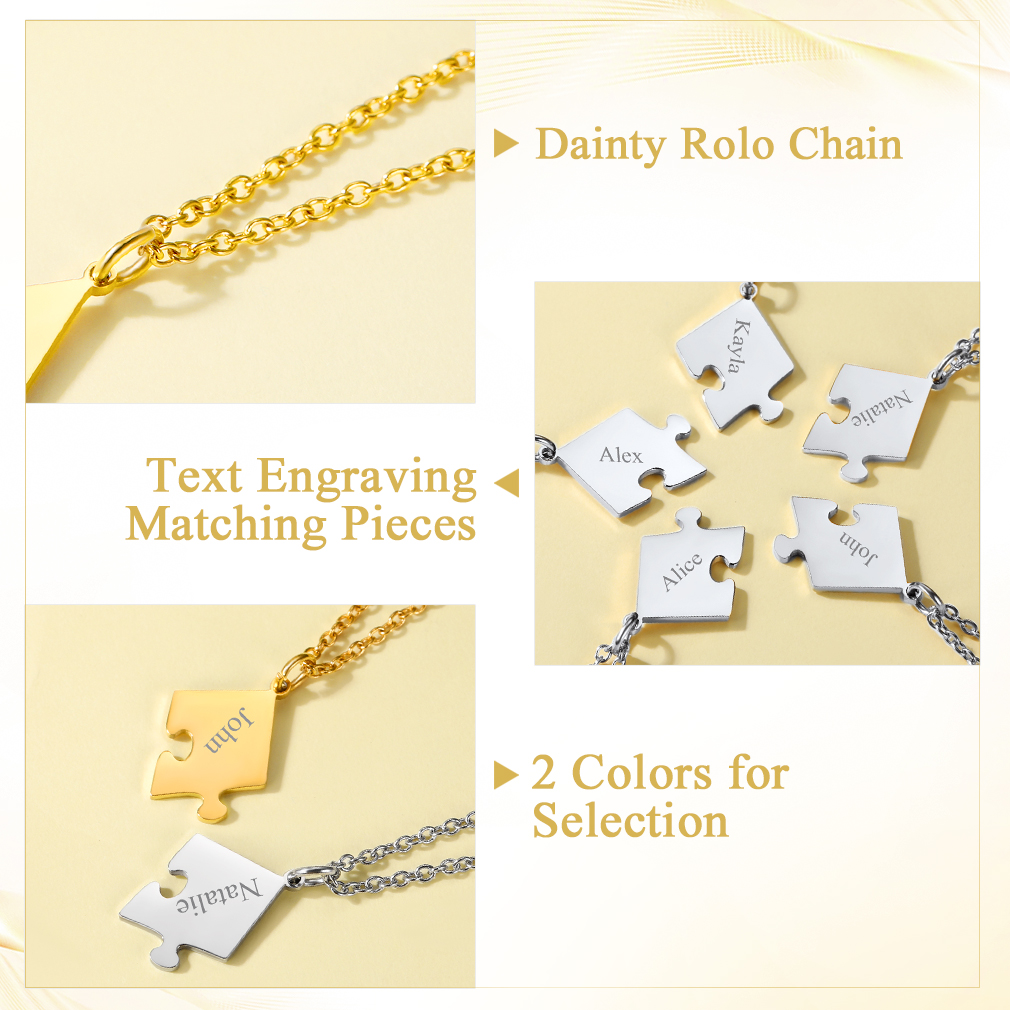 Personalized Name Puzzle Stitching Necklace for Family/Friends detail