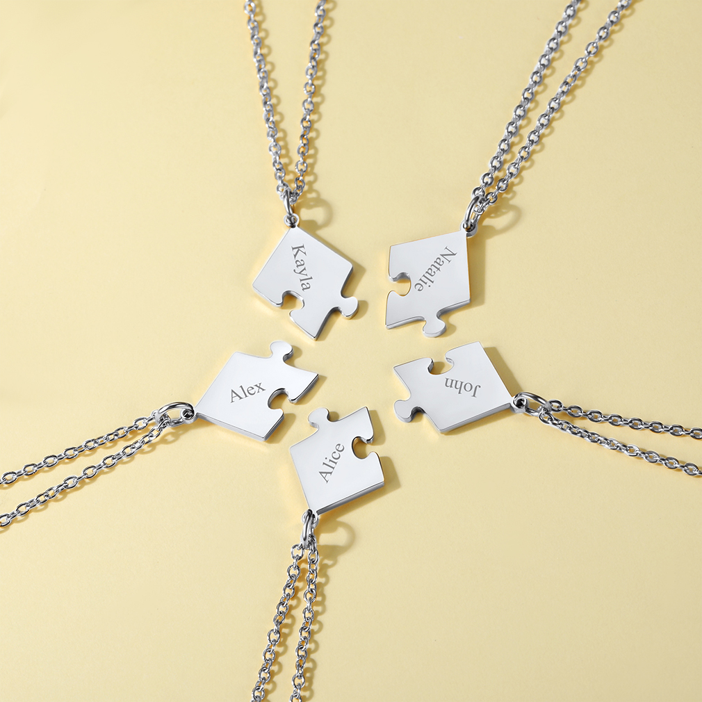 Personalized Name Puzzle Stitching Necklace for Family/Friends occasion