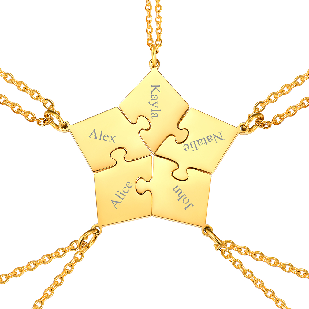 Personalized Name Puzzle Stitching Necklace for Family/Friends gold